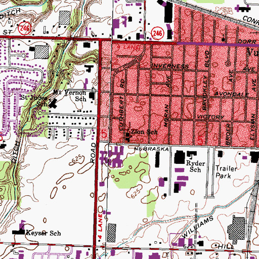 Topographic Map of Zion Lutheran School, OH
