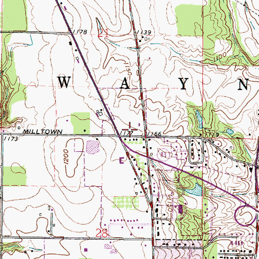 Topographic Map of Milltown Mall Shopping Center, OH