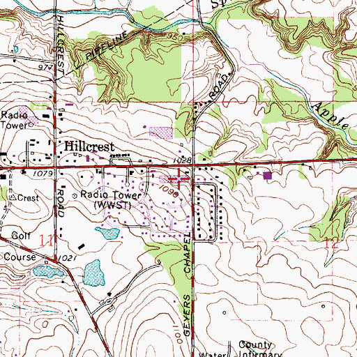 Topographic Map of Nichols Shopping Center, OH