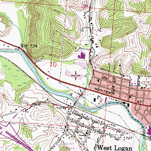 Topographic Map of Hocking Mall Shopping Center, OH