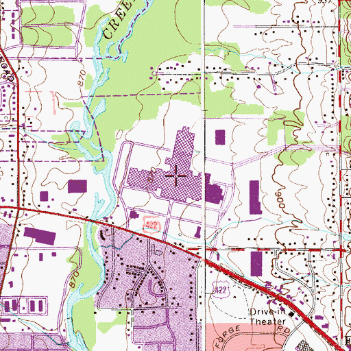 Topographic Map of Eastwood Mall Shopping Center, OH