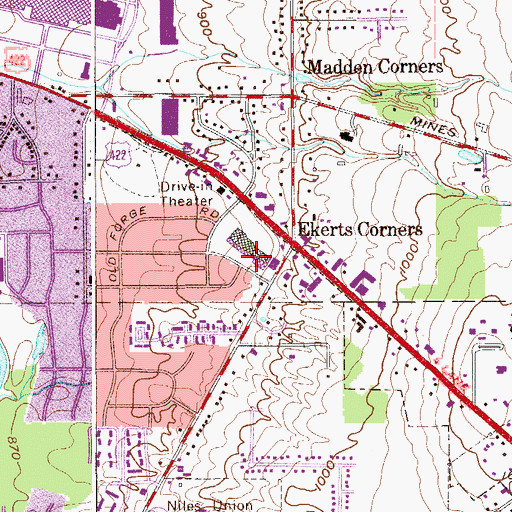 Topographic Map of The Village Center Shopping Center, OH