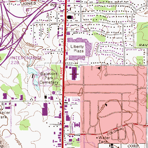 Topographic Map of Belmont Plaza Shopping Center, OH