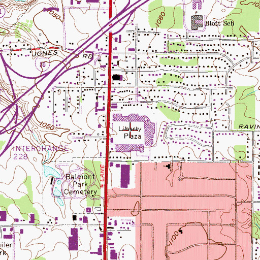Topographic Map of Liberty Plaza Shopping Center, OH