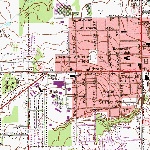 Topographic Map of Baldine Plaza Shopping Center, OH
