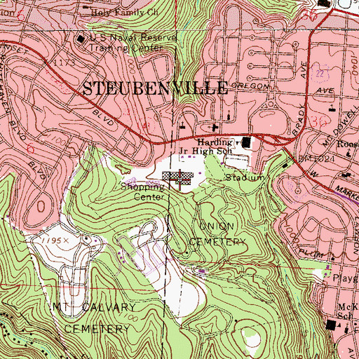 Topographic Map of Hollywood Shopping Center, OH