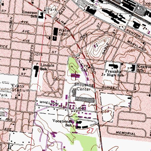 Topographic Map of Springfield Shopping Center, OH