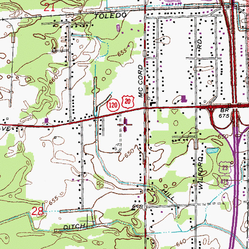 Topographic Map of Somerset Plaza Shopping Center, OH