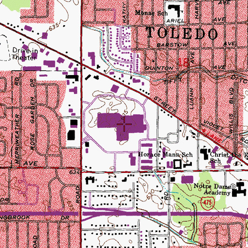 Topographic Map of Franklin Park Mall Shopping Center, OH