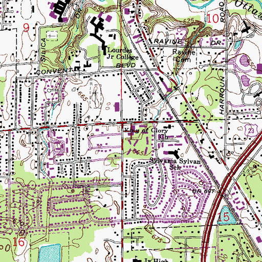 Topographic Map of Wickford Woods Shopping Center, OH