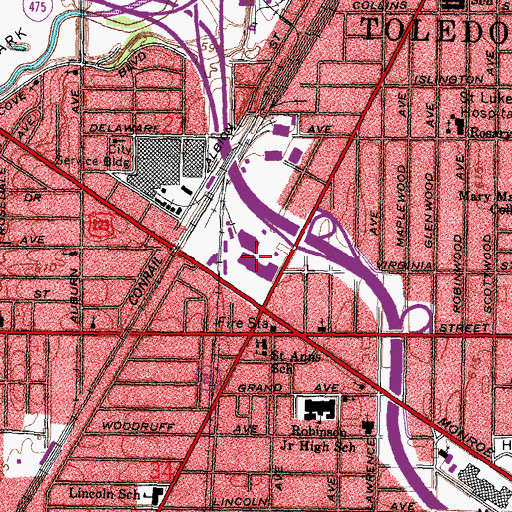 Topographic Map of Swayne Field Shopping Center, OH