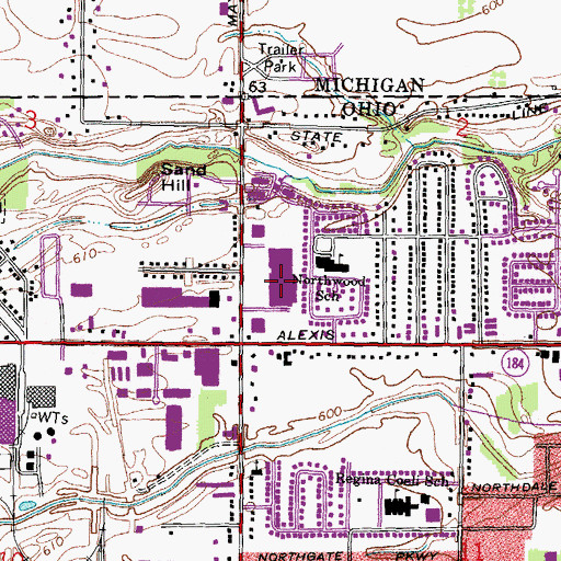 Topographic Map of Greenwood Mall Shopping Center, OH