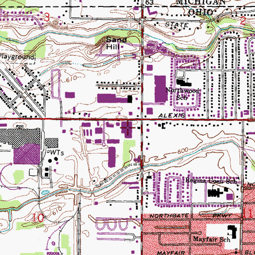 Topographic Map of Alexis-Lewis Shopping Center, OH