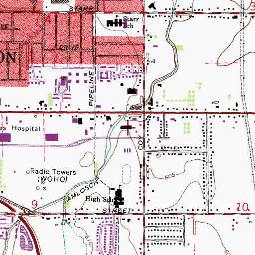 Topographic Map of Oregon Country Squire Shopping Center, OH
