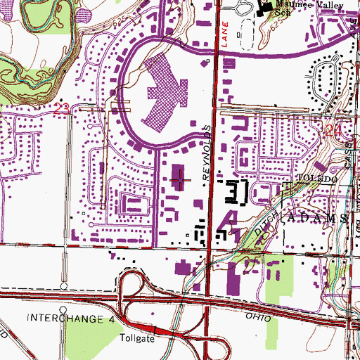 Topographic Map of Southwyck Meadows Shopping Center, OH