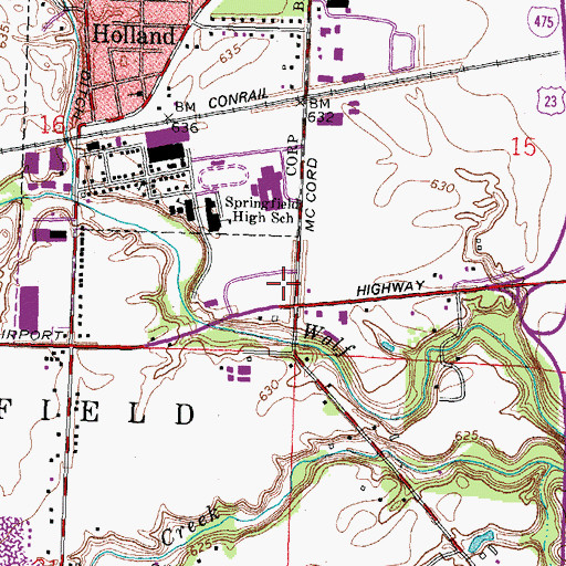 Topographic Map of Springvalley Shops Shopping Center, OH