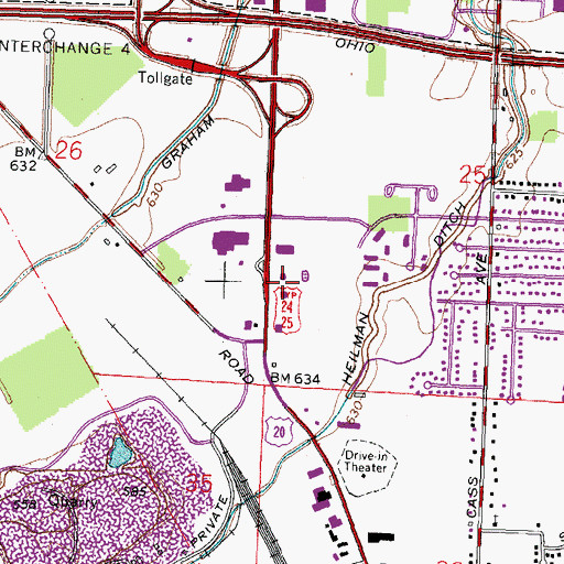 Topographic Map of Chesterfield Plaza Shopping Center, OH