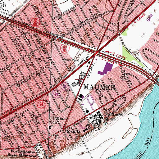 Topographic Map of Parkway Plaza Shopping Center, OH