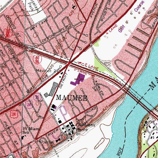 Topographic Map of Holiday Plaza Shopping Center, OH