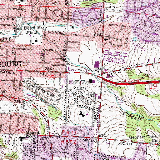 Topographic Map of Miamisburg Plaza Shopping Center, OH