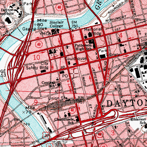 Topographic Map of Arcade Square Shopping Center, OH