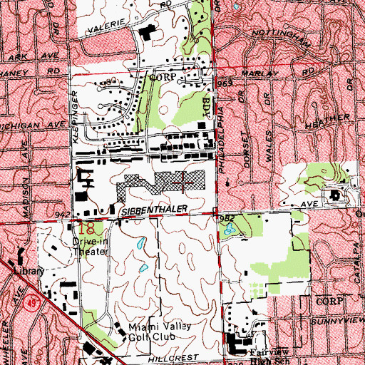 Topographic Map of Northwest Plaza Shopping Center, OH