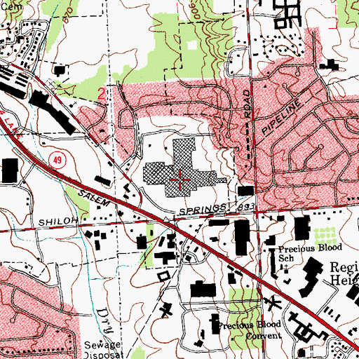 Topographic Map of Salem Mall Shopping Center, OH