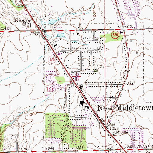 Topographic Map of New Middletown Plaza Shopping Center, OH