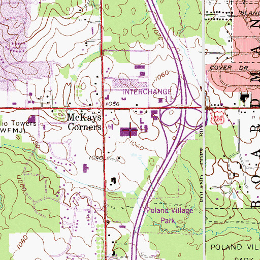 Topographic Map of I-680 Plaza Shopping Center, OH