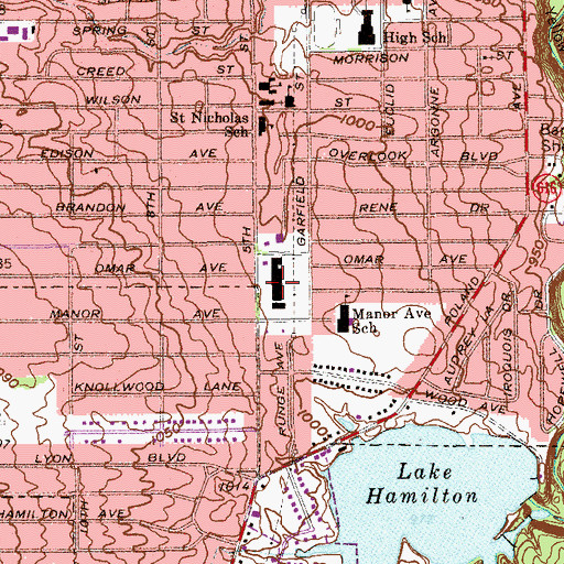 Topographic Map of Struthers Plaza and Annex Shopping Center, OH