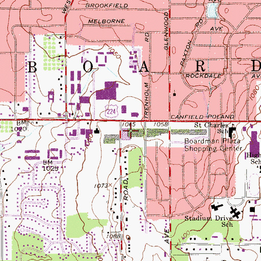 Topographic Map of Hills Plaza Shopping Center, OH