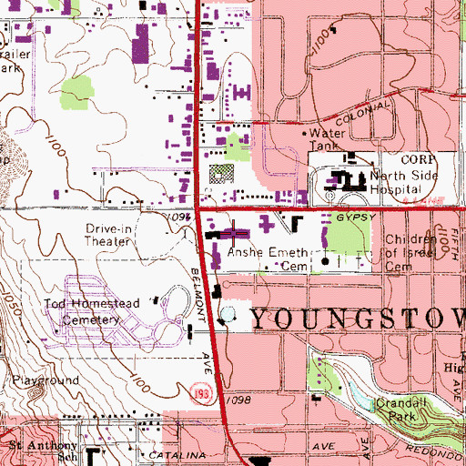 Topographic Map of Union Square Shopping Center, OH