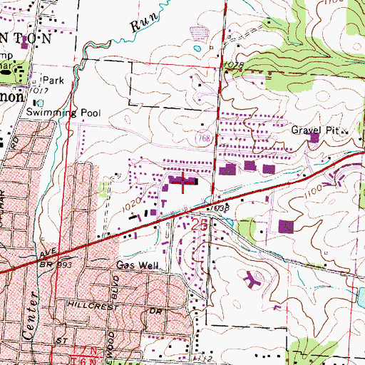 Topographic Map of Mount Vernon Shopping Plaza, OH