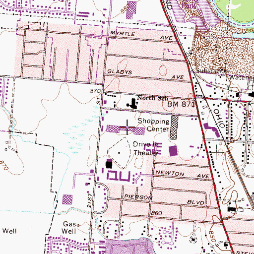 Topographic Map of Indian Valley Mall Shopping Center, OH