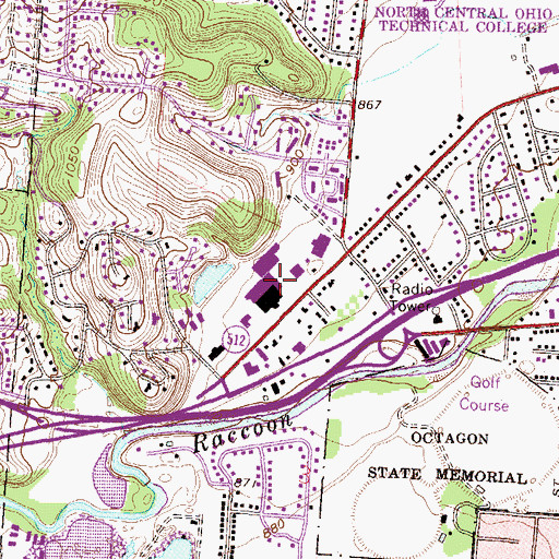 Topographic Map of Dugway Shopping Center, OH