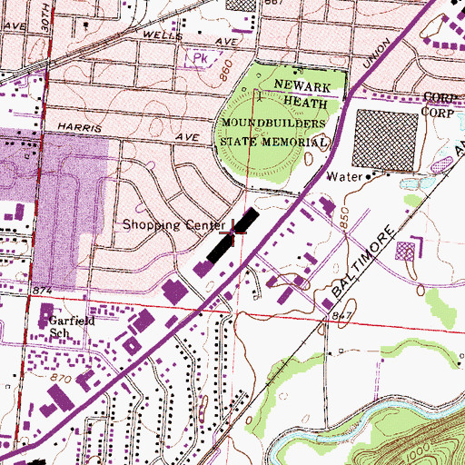 Topographic Map of Southgate Corners Shopping Center, OH