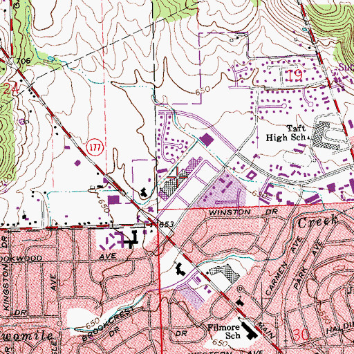 Topographic Map of Hamilton West Shopping Center, OH