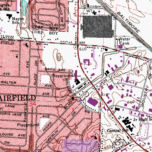 Topographic Map of Hicks Manor Shopping Center, OH