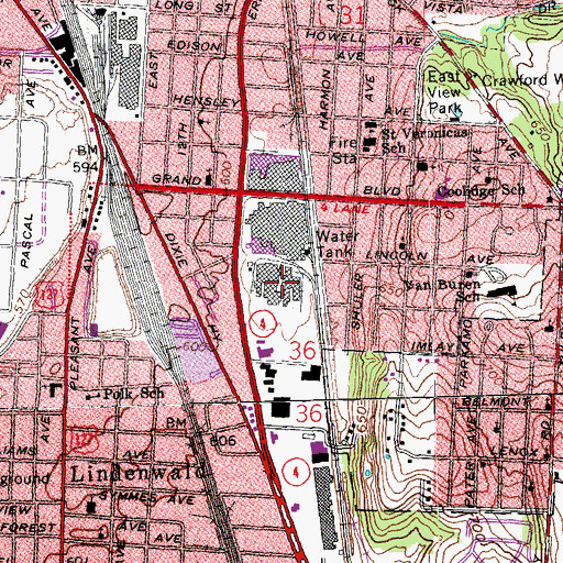 Topographic Map of Hamilton Crossings Shopping Center, OH