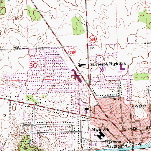 Topographic Map of Grandview Plaza Shopping Center, OH