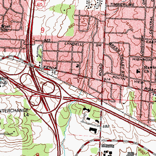 Topographic Map of Knollwood Shopping Center, OH