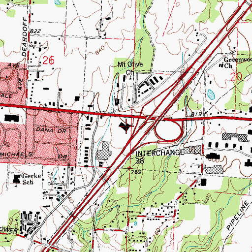 Topographic Map of Franklin Square Shopping Center, OH