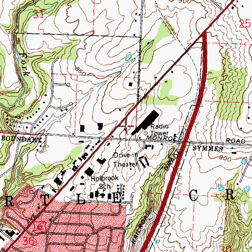 Topographic Map of Harts Plaza Shopping Center, OH