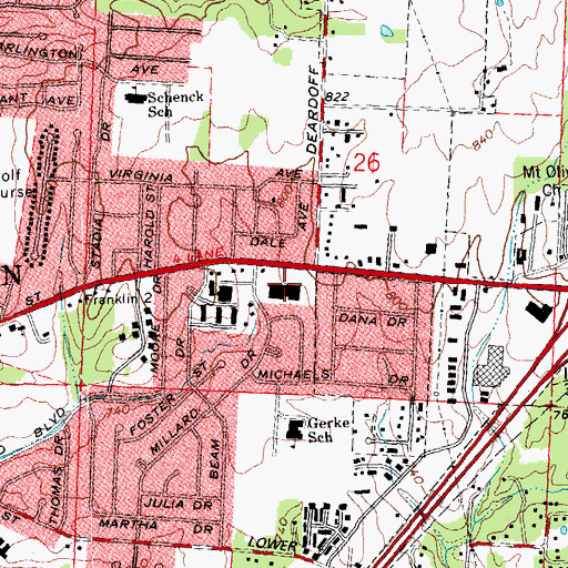 Topographic Map of Laynecrest Plaza Shopping Center, OH