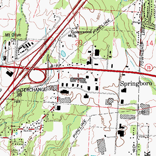 Topographic Map of Midway Plaza Shopping Center, OH