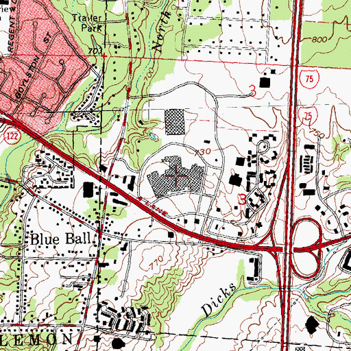 Topographic Map of Towne Mall Shopping Center, OH