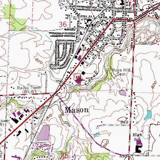 Topographic Map of Van Leunens Shopping Center, OH