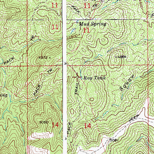 Topographic Map of Roy Tank, AZ