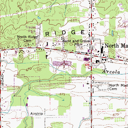 Topographic Map of Madison Plaza Shopping Center, OH