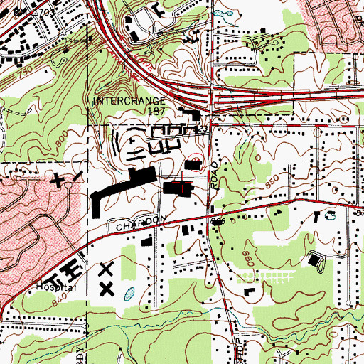 Topographic Map of Loehmans Plaza Shopping Center, OH